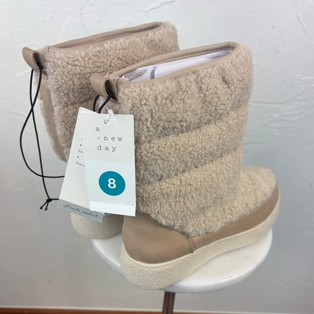 A NEW DAY Faux Fur Winter Boot Shoe Sherpa Chunky‎ Ski Bunny Snow Women NEW 8